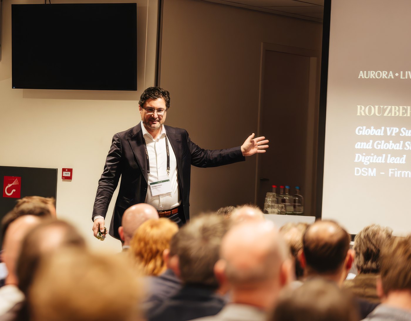 Rouzbeh Amini delivering the keynote at IndustryForum Manufacturing, Eindhoven, 2026